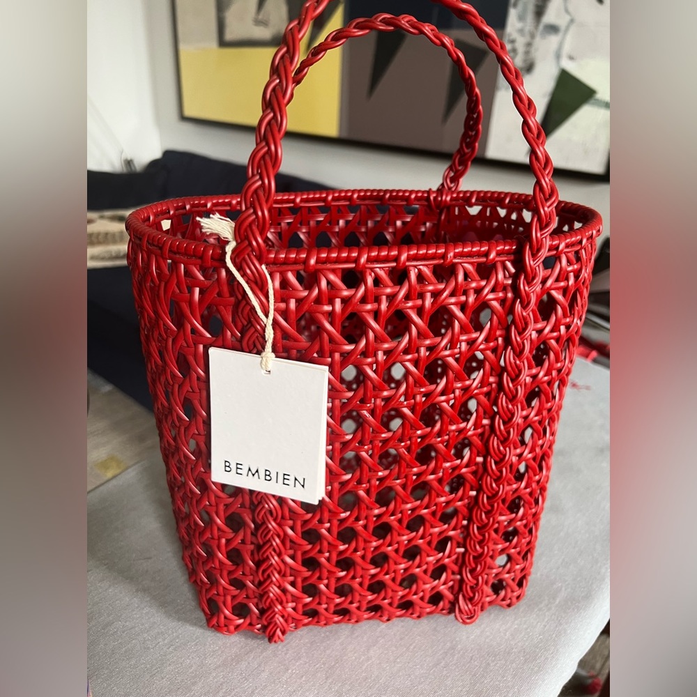Bembien Red Tote, Hand Weaved in Red